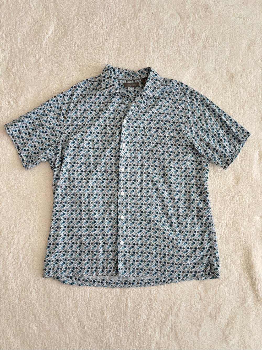 Daniel Cremieux Signature Collection Floral Print Short Sleeve Cotton Shirt XL